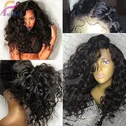 FUSHEN HAIR 13x 6 Lace Front Wig Curly Human Hair Short Bob Wigs Deep Curly Full Lace Front Wigs 8A Virgin Brazilian Natural Colour Half Wigs (50cm with 150% Density, Lace Front Wig)
