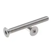 Hex Socket Flat Countersunk Head Bolts Screws, M6 x 60mm 100pcs, 304 Stainless Steel Metric Hexagon Coarse Threaded Machine Fully Thread Allen SUS
