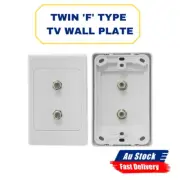 TWIN 'F' TYPE TV WALL PLATE DUAL 2X 'F' SOCKET TO SOCKET