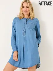 FatFace Blue Denim Aida 100% Cotton Cord Tunic Dress (E79205) | $150