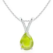 V-Bale Pear-Shaped Peridot Solitaire Pendant