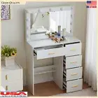 Makeup Vanity Table Set w/ LED Mirror Dressing Table & 5 Drawers For Girls Gifts