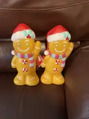 NEW Holiday Time 2 Gingerbread Men Table Top Blow Mold 11" Christmas 2022