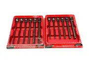 Snap On Tools New 12pc 3/8"dr SAE Extra-Long Hex Bit /Ball Hex Socket Driver Set