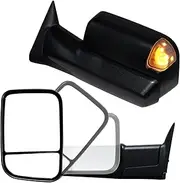 AERDM New Pair Towing Mirrors Black Compatible with View Mirrors 94-01 Dodge Ram 1500, 94-02 Ram 2500 3500 Truck Power Adjustable Glass Side Set Left+Right