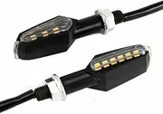 TDR 2pcs Motorcycle LED Turn Signal Lights Indicators Blinkers, 10mm Universal Fit, Black Housing with Clear Lens
