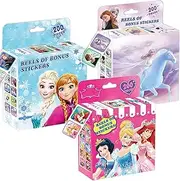 3 Pack Kids Sticker in 30 Designs,600 Pcs 1-1/2 Inch Self Adhesive Label Roll Stickers for Kids and Teacher(Princess) (Various)