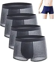 [LIHWKD] Cool Ice Silk Underwear for Men,Men's Comfortable Boxer Shorts, Mesh See Through Seamless Trunk Boxer Shorts (B+4PCS,XXL)