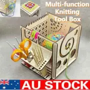 All-in-one Wooden Wool Yarn Storage Bowl Crochet Holder Knitting Organizer AU