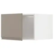 METOD top cabinet for fridge/freezer, white/Upplöv matt dark beige, 60x60x40 cm