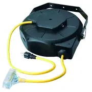 Luma-Site Cord Reels with Lighted Tri Source, 50 ft, 3 Outlets, Yellow Southwire