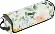 Yoogain 2 in 1 Hair Tools Organizer with Removable Heat Resistant Mat Large Capacity Hair Straighteners Organizer for Flat Irons, Straighteners, Curling Irons, Watercolor Art Green Leaves Flower