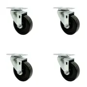 4 Inch SS Phenolic Wheel Swivel Top Plate Caster Set Service Caster Brand
