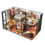 Dollhouse DIY Miniature Furniture Kits with LED Light, Dust Cover