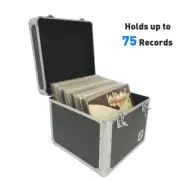 Vinyl Record Album Storage Box Case Aluminum Lp Crate Holds 75 Records Classic