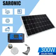 300W Solar Panel Kit 12V Mono Fixed Home Caravan Camping Charging USB Controller