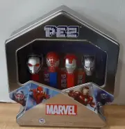 100th Anniversary Marvel Pez Tin ~ Antman, Spiderman, Ironman & Black Panther