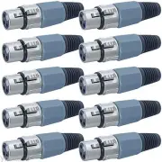 10pack connector GRAY 3pin serviceable XLR female Mic Microphone cable cord jack