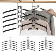 DAWNTREES 4 Pack 5 in 1 Space Saving Hangers,Space Saver Coat Hangers.Anti-Slip Foam Padded Shirt Suit Hanger,Multilayer Metal Clothes Hanger