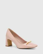 Octavia Blush Patent Leather Block Heel Pump