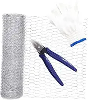 1 Set Hexagonal Wire Mesh Garden Fencing Durable Galvanized Chicken Wire for DIY Crafts Pet Cages and Poultry Barrier with Gloves Cutting Pliers