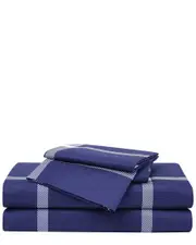 Truly Soft Printed Windowpane Navy White Sheet Set