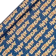 Glick Roll Wrap, Happy Birthday Helium Blue, Wrapping Paper 4 metres x 70 cms, Birthday Paper for Him