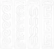 BENECREAT 4Pcs Acrylic Sashiko Stencil, 20x5cm Rectangle Traditional Pattern Acrylic Embroidery Tool Drawing Line Template for Hand Quilting and Embroidery, 3mm Thick