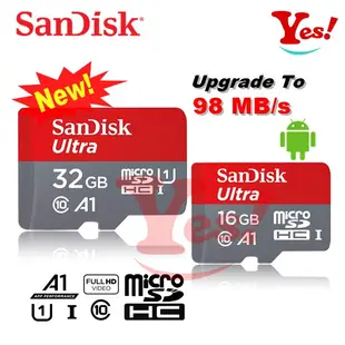 【Yes！公司貨】SanDisk A1 Ultra microSDHC 16G 32G/GB 120MBs TF 記憶卡