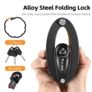 WEST BIKING Anti-theft Alloy Steel Folding Bicycle Security Lock 3 Keys Bracket