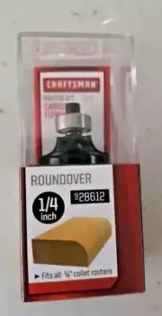 NEW Craftsman 1/4 " Roundover Carbide Tip Router Bit 9 28612 1/4" Collet