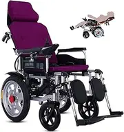 Heavy-Duty Power Wheelchair With Headrest, Folding Portable Power Wheelchair With Reclining Backrest And Pedal Angle, Compact Mobility Aid Wheel with Lever(A,20ah)