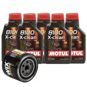 5L Motul 8100 X-CLEAN 5W40 Wix Filter Motor Oil Change Kit API SN (for: Volvo)