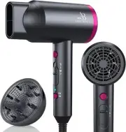 Ionic Hair Dryer with Diffuser, Powerful 1800W Blow Dryer for Women & Men, Fast-