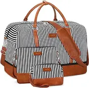 [IBFUN] Weekender Bag for Women, 21" Womens Overnight Bag Travel Duffel Bag Set with Shoe Compartment Carry On Bag Fit 21.5" Laptop, Perfect for Travel/Business/Gift