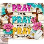 Pray Cross Floral Computer Non Slip Custom Mouse Pad Handmade
