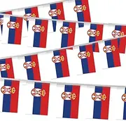 32FT Small Serbia Pennant Flag Bunting,30 PCS Mini String Banner Strip Serbians National Decor Rectangle for Holiday Restaurant Home Party School
