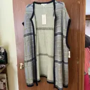 Two by Vince Camuto SZ 3X New Tags $134 Mohair/ wool blend Vest Open Sweater A6
