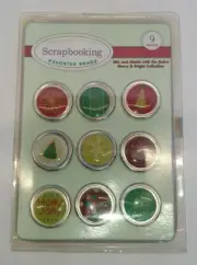 Scrapbooking Assorted Brads 9 Pieces Christmas Merry and Bright