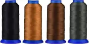 Selric [6000 Yards] UV Resistant High Strength Polyester Thread #69 T70 Size 210D/3 for Upholstery, Outdoor Market, Drapery, Beading, Purses, Leather [Black+Brown+Coffee+Dark Grey]