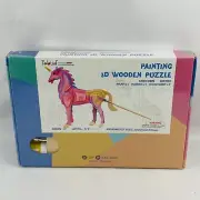 Robud Unicorn 3D Wooden Puzzle DIY Paint Kit New