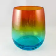 Multi Ombre Stemless Venetian Wine Glass - Handmade in Italy, Colorful Glass