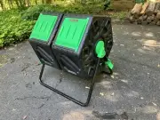Composter Dual Bin 37-Gallon Outdoor for Rotating & Tumbling Compost