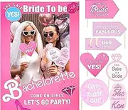 JeVenis Lets Go Party Bachelorette Photo Booth Props Hot Pink Girl Bachelorette Party Supplies Lets go Party Supplies Bachelorette Bridal Shower Party Supplies