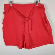 Maurices Women’s Red High‑Rise Rayon Nylon Shorts Sz L 4″ Inseam Stylish Summer