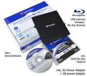 Verbatim 43890 Slimline Blu Ray DVD Burner USB Power Supply Y-Cable Black