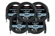 Precision Audio 5 Pack 1/4" to XLR Studio Stage Microphone Lead 10m MJACK10x5