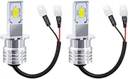 YnGia 2PCS H3 LED Fog Light Bulbs, Super Bright 6500K Xenon White Car Fog Light 4000LM 80W High Power Replace for Fog Light Daytime Running Light DRL Driving Lamp