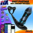 Thrusting Telescopic Anal Plug Dildo Vibrator Prostate Massager Ring Men Sex Toy