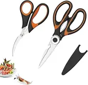 Kitchen Scissors Set, Heavy Duty Stainless Steel Shears, 2-Piece, Dishwasher Safe
